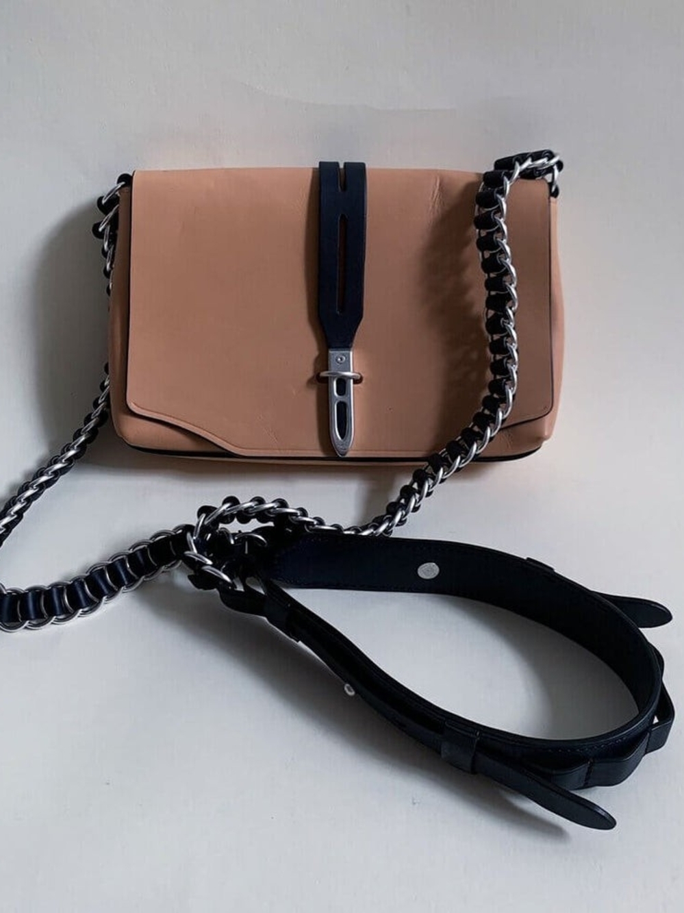 Rag & Bone Peach & Black Leather Enfield Mini Bag